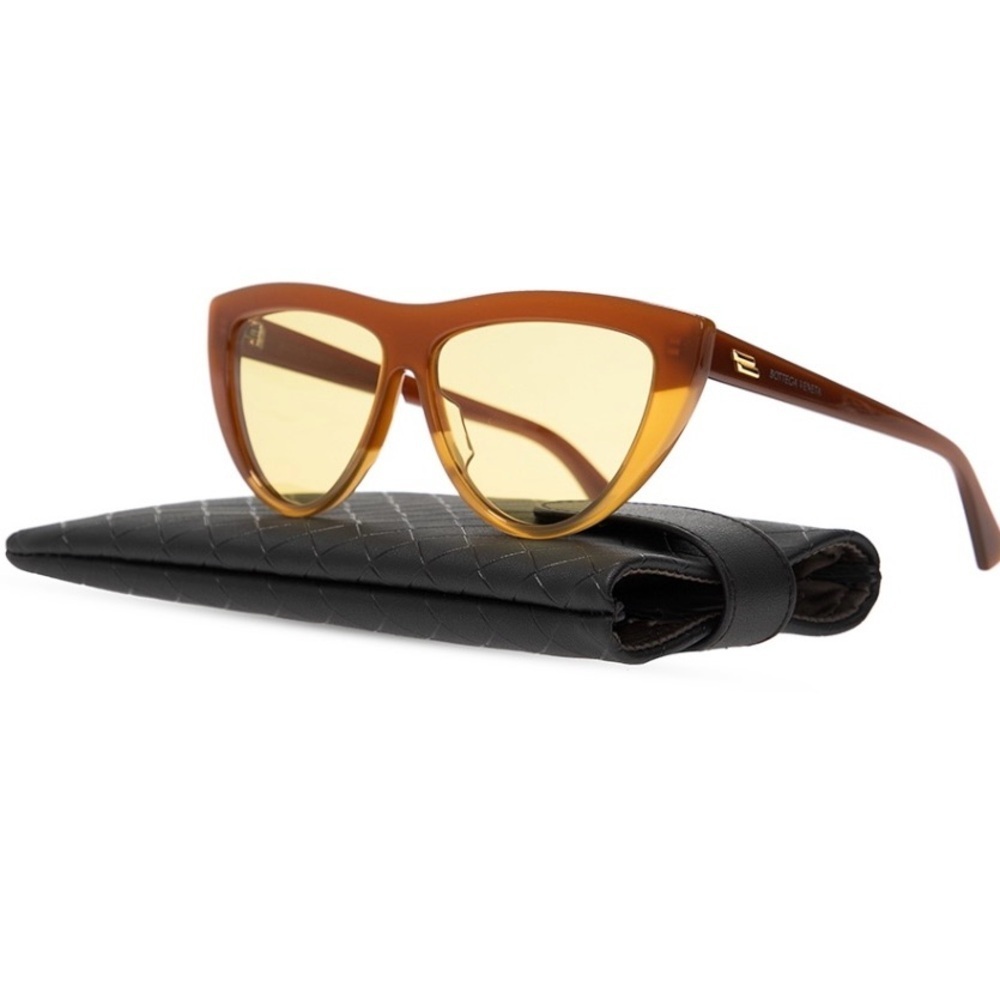 Bottega Veneta cat eye yellow brown Sunglasses